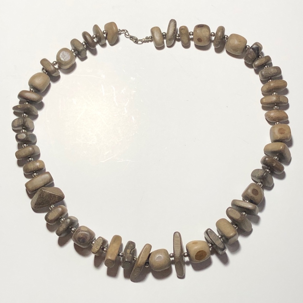Tumbled Wooden Bead Necklace - 30 inch